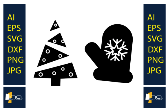 Christmas Tree and Gloves Circle: Graphics & Illustrations