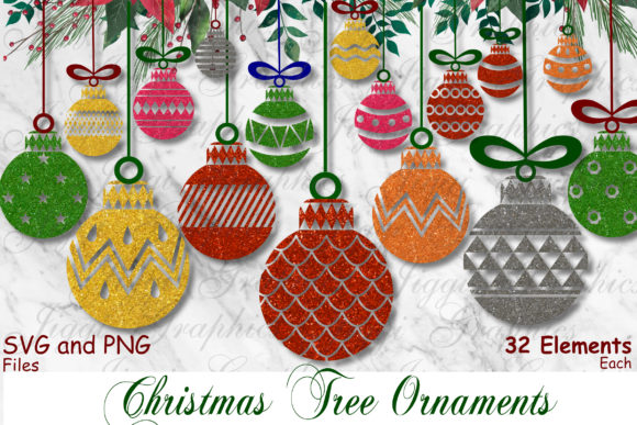 Christmas Tree Ornament Clip Art Set Graphics Review