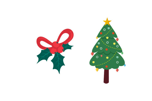 Mistletoe Christmas Tree Graphics & Illustrations