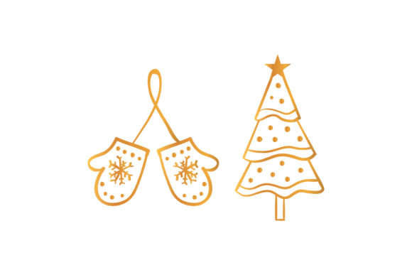 Tree Gloves Icons Christmas Set: Graphics & Illustrations